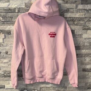 White fox Pink Hoodie oversized xtra small | small